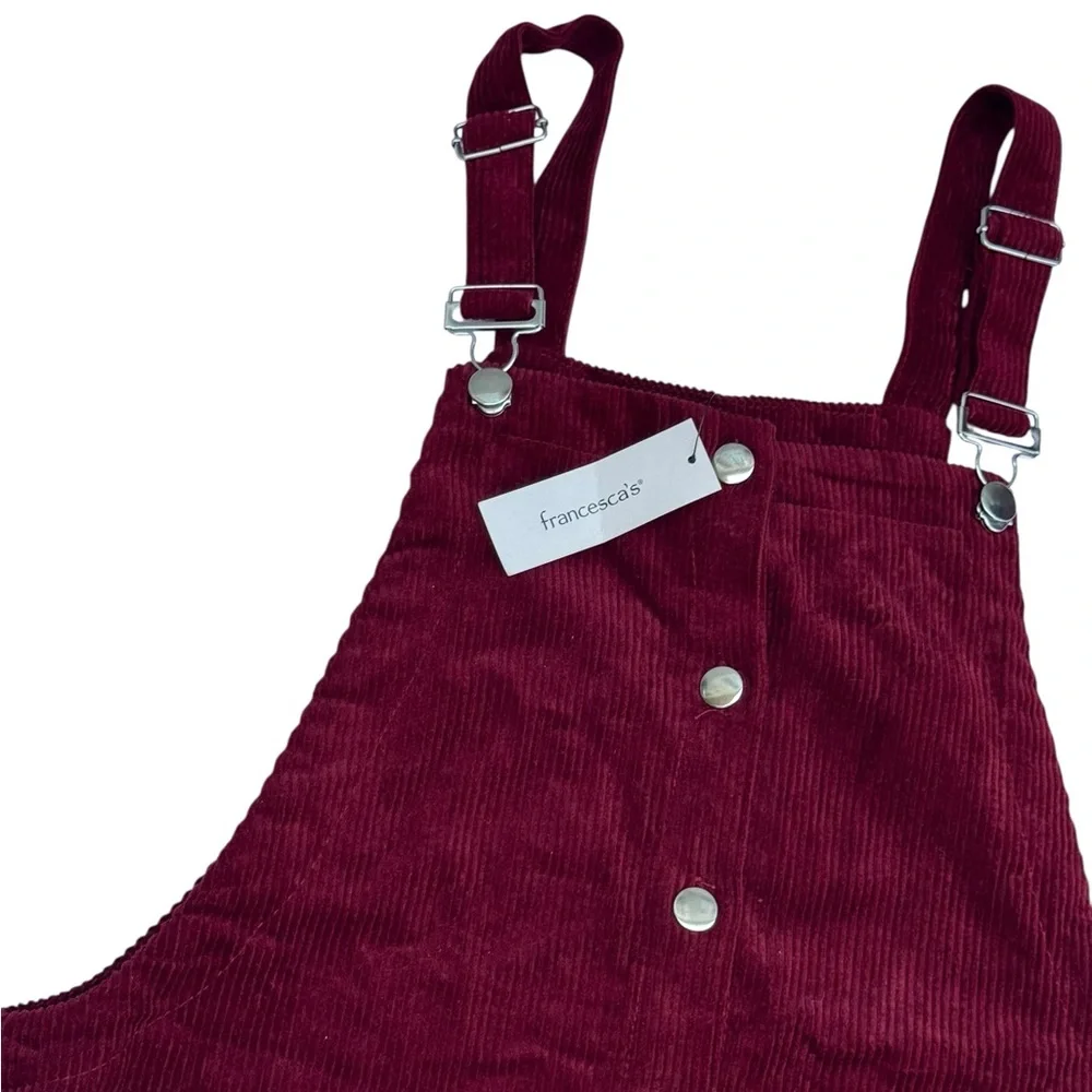 Women's Burgundy Corduroy Overall Dress - Picture 4 of 4